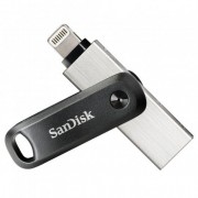 Sandisk IXpand Go Memoria USB 3.0 y Lightning 256GB - Diseño Metalico/Plastico - Color Acero/Negro (Pendrive)