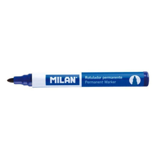 Milan Rotulador Permanente - Punta Redonda 4mm - Tinta a Base de Alcohol - Color Azul