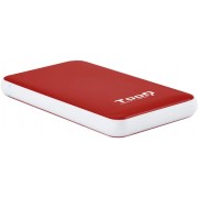 Tooq Carcasa Externa HDD/SDD 2.5 pulgadas hasta 9.5mm SATA USB 3.0/3.1 Gen 1 - Sin Tornillos - Color Rojo/Blanco