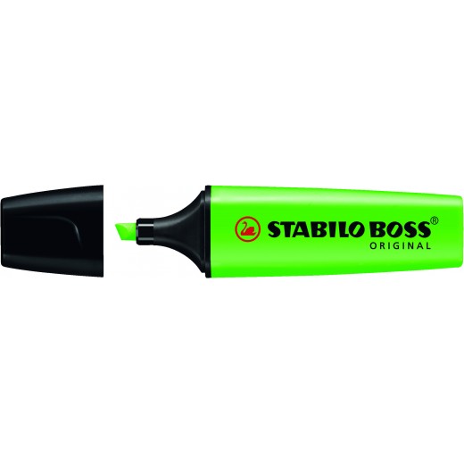 Stabilo Boss 70 Rotulador Marcador Fluorescente - Trazo entre 2 y 5mm - Recargable - Tinta con Base de Agua - Color Verde Fluor