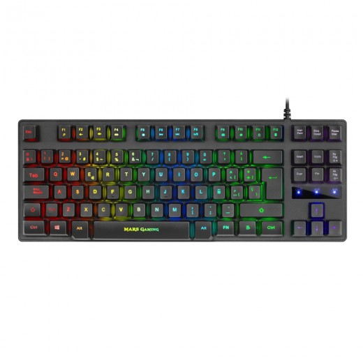 Mars Gaming MKTKL Teclado Compacto USB - Retroiluminacion LED RGB - 12 Teclas Multimedia + 4 Teclas de Funcion - Antighosting -