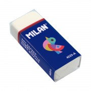 Milan 4020A Goma de Borrar Rectangular - Miga de Pan - Suave - Caucho Sintetico - Faja de Carton Azul - Dibujos Surtidos - Colo