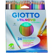 Giotto Stilnovo Acquarell Pack de 24 Lapices de Colores Acuarelables Hexagonales - Mina 3.3 mm - Madera - Colores Surtidos