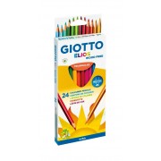 Giotto Elios Giant Wood Free Pack de 24 Lapices de Colores Triangulares - Sin Madera - Mina 5 mm - Colores Surtidos