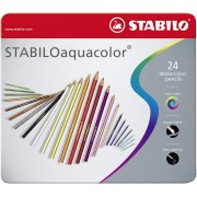 Stabilo Aquacolor Pack de 24 Lapices de Colores - Mina de 2.8mm - Acuarelable - Colores Surtidos