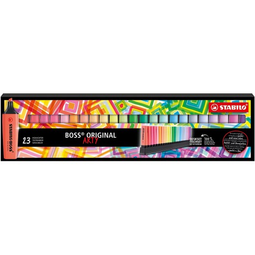 Stabilo Boss Arty Line Pack de 23 Marcadores Fluorescentes - Trazo entre 2 y 5mm - Recargable - Tinta con Base de Agua - Colore