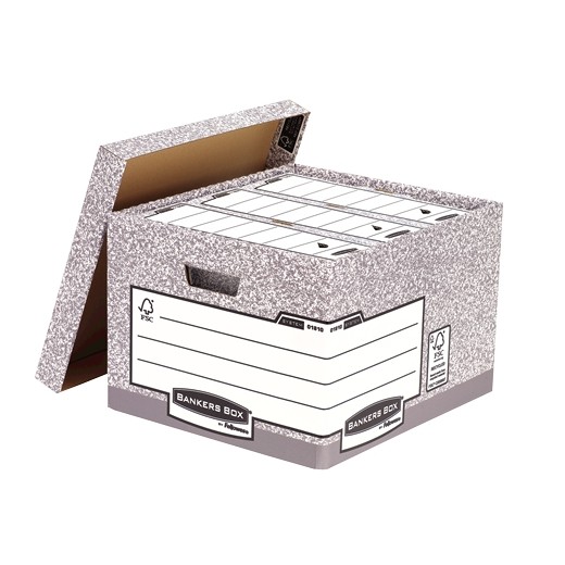 Fellowes Bankers Box Contenedor de Archivos Folio - Montaje Automatico Fastfold - Carton Reciclado Certificacion FSC - Color Gr