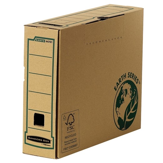 Fellowes Bankers Box Earth Caja de Archivo Definitivo A4 80mm - Montaje Manual - Carton Reciclado Certificacion FSC - Color Mar