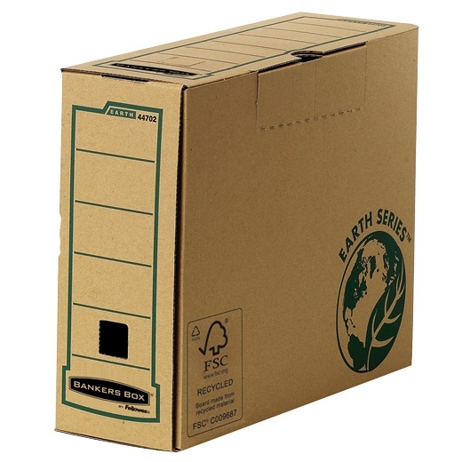 Fellowes Bankers Box Earth Caja de Archivo Definitivo A4 100mm - Montaje Manual - Carton Reciclado Certificacion FSC - Color Ma