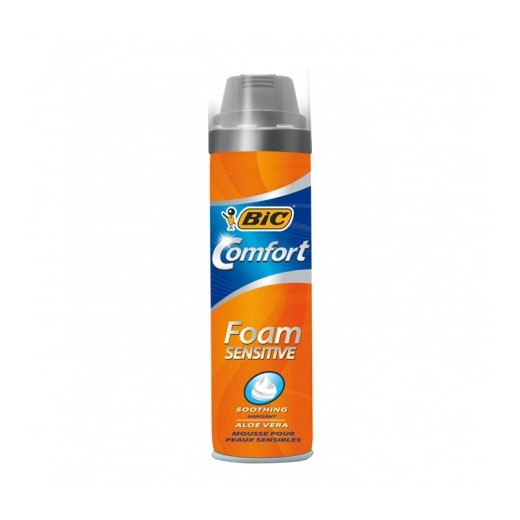 Bic Foam Sensitive Comfort Espuma de Afeitar - Facil de Aplicar - Contiene Aloe Vera - Capacidad 250ml