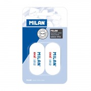 Milan 1012 Pack de 2 Gomas de Borrar Ovaladas - Miga de Pan - Suave Caucho Sintetico - Color Blanco