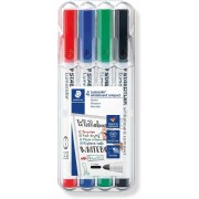 Staedtler Lumocolor Whiteboard Compact 341 Pack de 4 Marcadores para Pizarra - Secado Rapido - Colores Surtidos