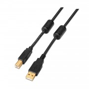 Aisens Cable USB 2.0 Impresora Super Alta Calidad con Ferrita - Tipo A Macho a Tipo B Macho - 5.0m - Color Negro
