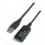 Aisens Cable Extension USB 2.0 Prolongador con Amplicador - Tipo A Macho a Tipo A Hembra - 15m - Color Negro