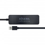 Aisens HUB USB 3.0 - Tipo A Macho a 4xTipo A Hembra - 30cm - Color Negro