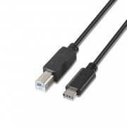 Aisens Cable USB 2.0 Impresora 3A - Tipo USB-C/M-B Macho - 2.0m - Color Negro