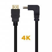 Aisens Cable HDMI V2.0 Acodado Premium Alta Velocidad / HEC 4K@60Hz 18Gbps - A/M-A/M - 1.0M - Color Negro
