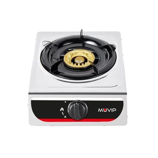 Muvip Cocina de Gas Inox 1 Fuego - Encendido Piezoelectrico- Quemador Desmontable