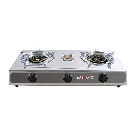 Muvip Serie Strong Cocina de Gas Inox 3 Fuegos - Encendido Piezoelectrico - Quemador de Hierro Fundido Desmontable