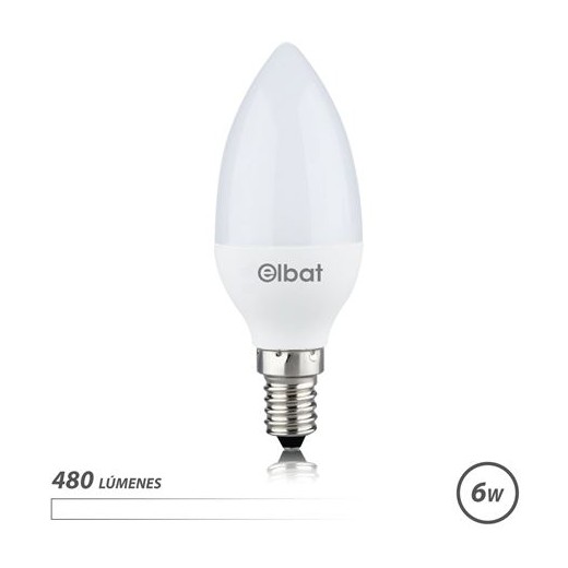 Elbat Bombilla LED C37 6W E14 480lm - 4000K Luz Blanca