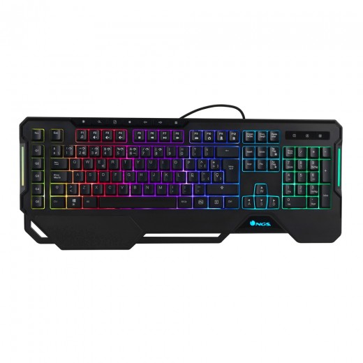 NGS GKX-450 Teclado Gaming USB - Iluminacion LED RGB - Antighosting - 19 Teclas de Acceso Directo y 5 Programables - Cable Tren