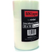 MKtape Pack de 5 Rollos de Cinta Adhesiva Invisible 19mm x 33m