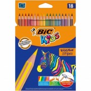 Bic Kids Evolution Stripes Caja de 18 Lapices de Colores surtidos - Fabricados en Resina - Punta Ultraresistente - Mina Pigment