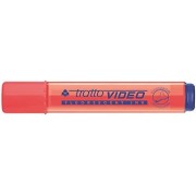 Tratto Video Marcador Fluorescente - Punta Biselada - Tinta Base de Agua - Secado Rapido - Color Rojo Fluorescente