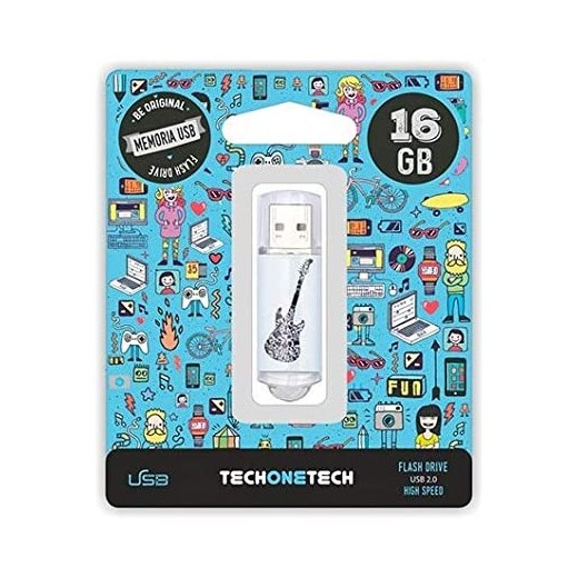 TechOneTech Be Original Crazy Black Guitar Memoria USB 2.0 16GB (Pendrive)