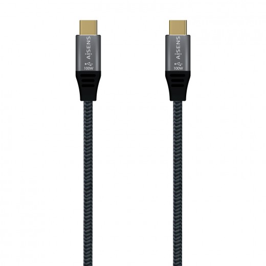Aisens Cable USB 2.0 Aluminio 5A 100W E-MARK - USB-C/M-USB-C/M - 2.0M - Color Gris