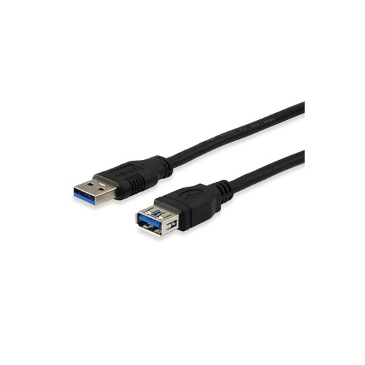 Equip Cable Alargador USB A Macho a USB A Hembra 3.0 - Conectores Chapados en Niquel - Longitud 2m - Color Negro