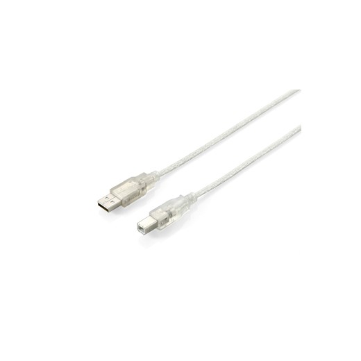 Equip Cable USB-A Macho a USB-B Macho 2.0 - Transparente - Chapado en Niquel - Longitud 1 m.