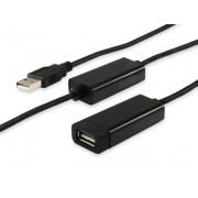 Equip Cable Alargador USB 2.0 Activo - Doble Blindaje - Longitud 15m - Color Negro