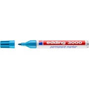 Edding 3000 Rotulador Permanente - Punta Redonda de 1.5mm - Trazo entre 1.5 y 3mm - Recargable - Secado Rapido - Color Azul Cla