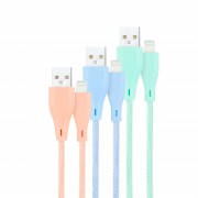 Nanocable Pack de 3 Cables Mallados USB-A Macho a Lightning Macho - Longitud 1m - Colores Pastel Rosa