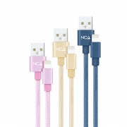 Nanocable Pack de 3 Cables Mallados USB-A Macho a Lightning Macho - Longitud 1m - Colores Rosa