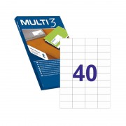 Multi3 Pack de 4.000 Etiquetas Blancas Cantos Rectos Tamaño 52.5X29.7mm con Adhesivo Permanente para Multiples Usos