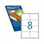 Multi3 Pack de 800 Etiquetas Blancas Cantos Rectos Tamaño 97.0X67.7mm con Adhesivo Permanente para Multiples Usos
