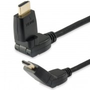 Equip Cable HDMI 2.0 Macho/Macho Acodable y Gitatorio 180º - Ancho de Banda hasta 18Gbps - Alta Velocidad con Ethernet - Longi