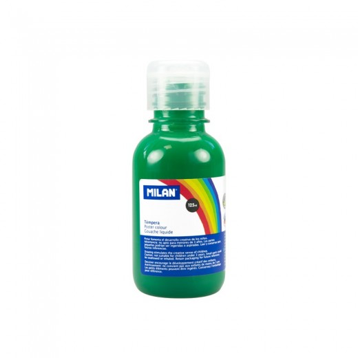 Milan Botella de Tempera - 125ml - Tapon Dosificador - Secado Rapido - Mezclable - Color Verde Oscuro
