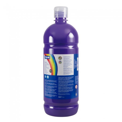 Milan Botella de Tempera - 1000ml - Tapon Dosificador - Secado Rapido - Mezclable - Color Violeta