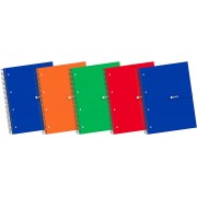 Enri Plus Pack de 5 Cuadernos Espiral Formato A4+ Cuadriculado 5x5mm - 120 Hojas + 40 Gratis Microperforadas - Cubierta Extradu