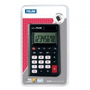 Milan Calculadora de Bolsillo 8 Digitos - 3 Teclas de Memoria y Raiz Cuadrada - Apagado Automatico - Incluye Funda - Color Negr