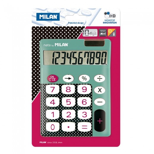 Milan Calculadora 10 Digitos Dots & Buttons- Calculadora de Sobremesa - Teclas grandes - Tecla rectificacion entrada de datos -