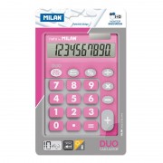 Milan Calculadora 10 Digitos Duo - Calculadora de Sobremesa - Teclas Grandes - Tecla Rectificacion Entrada de Datos - Color Ros