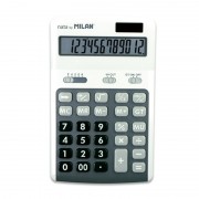 Milan Calculadoras de 12 Digitos - 3 Teclas de Memoria - Calculo de Margenes - Raiz Cuadrada - Apagado Automatico - Color Blanc