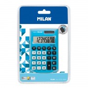 Milan Digitos Pocket Calculadora 8 - Calculadora de Bolsillo - Tacto Suave - 3 Teclas de Memoria y Raiz Cuadrada - Color Azul