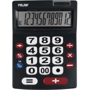 Milan Calculadora 12 Digitos Extra Grande - Teclas Grandes - Tecla Rectificacion Entrada de Datos - Apagado Automatico - Color