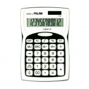 Milan Calculadoras de 12 Digitos - 3 Teclas de Memoria - Raiz Cuadrada - Calculo de Margenes - Tecla de Apagado - Color Blanco