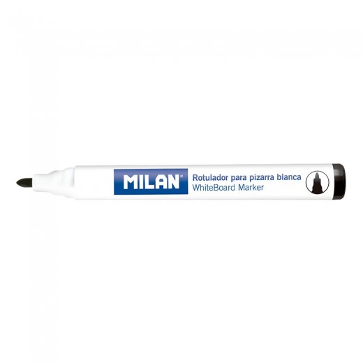 Milan Rotuladores para Pizarra Blanca con Punta Redonda - Punta 4.7 mm - Tinta a Base de Alcohol - Borrable en Seco - Color Neg